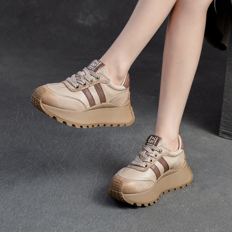 Women Fashion Leather Flat Thick Soled Casual Shoes Newgew Shoes