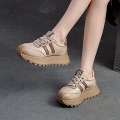 Women Fashion Leather Flat Thick Soled Casual Shoes Newgew Shoes