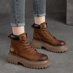 Women Classic Casual Leather Thick Soled Boots Newgew Shoes