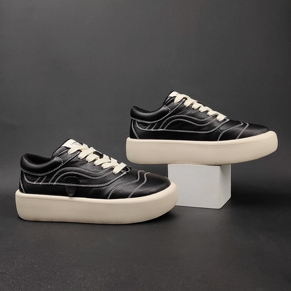 Men Minimalist Fashion Leather Thick Soled Casual Shoes Newgew Shoes