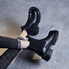 Women Retro Minimalist Leather Platform Boots Newgew Shoes