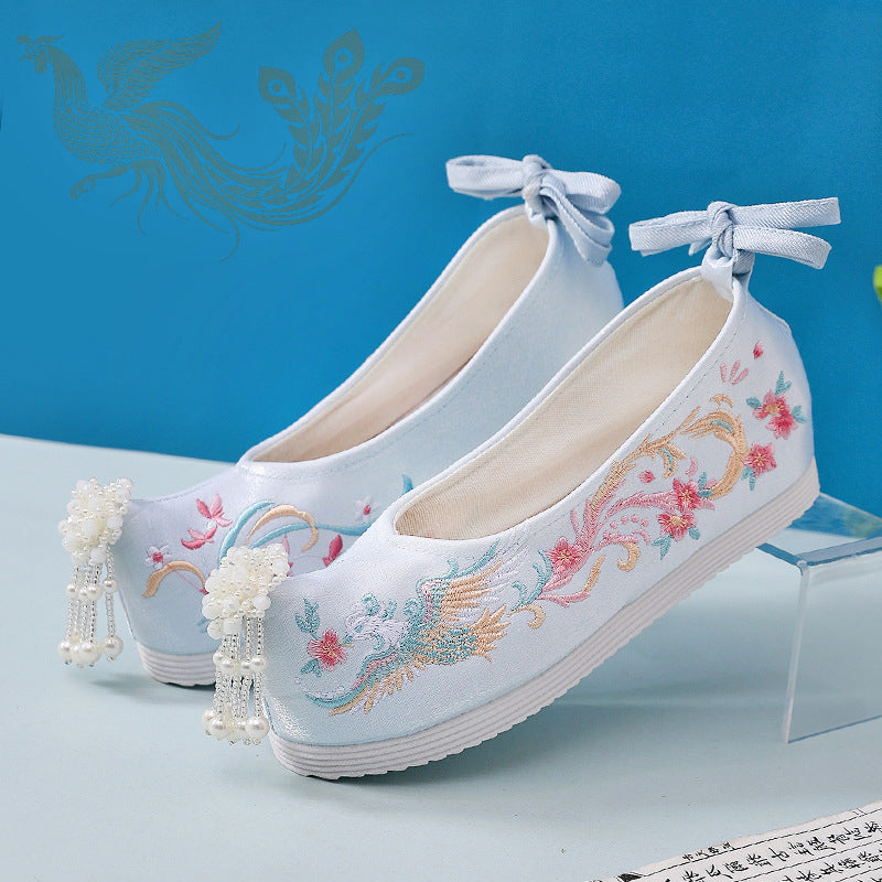 For Han Chinese Clothing Pearl Jacquard Antique Canvas Shoes Newgew