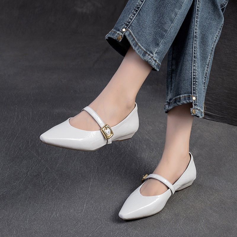 Women Leather Fashion Pointed Toe Casual Dress Shoes Newgew Shoes