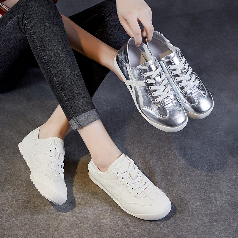 Women Fashion Soft Leather Casual Trainers Sneakers Newgew Shoes