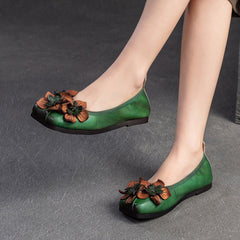 Women Retro Leather Comfort Soft Flats Newgew Shoes