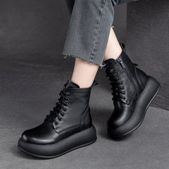 Women Retro Minimalist Patchwork Leather Casual Boots Newgew Shoes