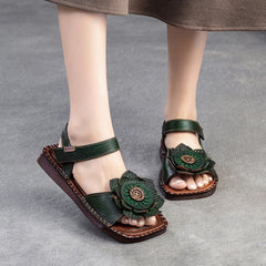 Women Retro Ethnic Casual Leather Summer Sandals Newgew Shoes