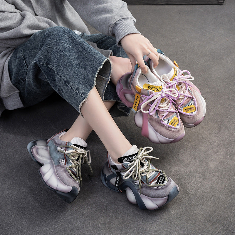 Women Color Matching Breathable Platform Dad Shoes Newgew Shoes