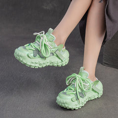 Women Retro Patchwork Low Top Platform Casual Shoes Newgew Shoes