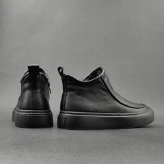 Men Minimalist Solid Cowhide Furred Ankle Boots Newgew Shoes