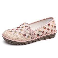 Women's Old Beijing Cloth Embroidered Ethnic Style Woven Soft Canvas Shoes Newgew