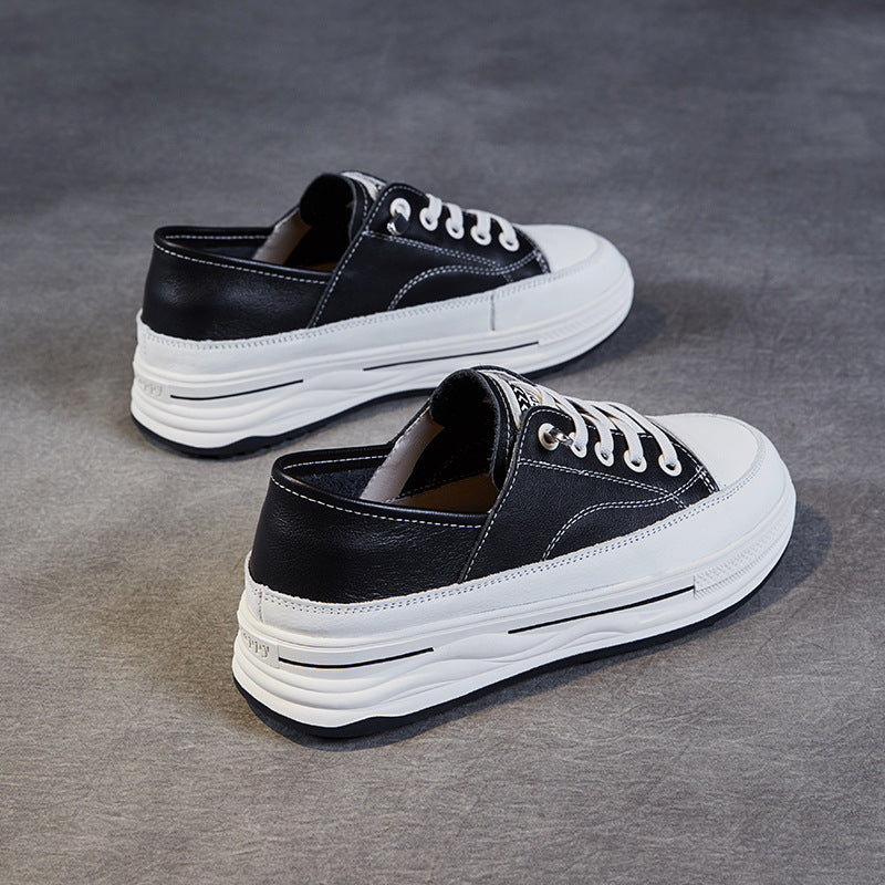 Women Fashion Leather Thick Soled Casual Shoes Newgew Shoes