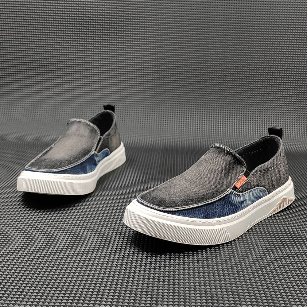 Men Fashion Denim Canvas Flat Casual Loafers Newgew Shoes