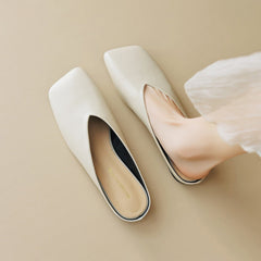 Women Minimalist Fashion Soft Leather Flat Mules Newgew Shoes