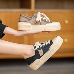 Women Fashion Leather Thick Soled Casual Shoes Newgew Shoes