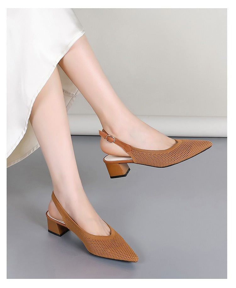 Braided Toe Strappy Mid-Heeled High Heels Newgew