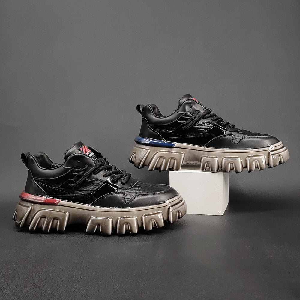 Men Fashion Leather Patchwork Thick Soled Casual Shoes Newgew Shoes