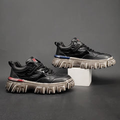 Men Fashion Leather Patchwork Thick Soled Casual Shoes Newgew Shoes