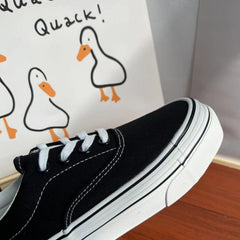 Women's Versatile Classic Black Board Korean Breathable Canvas Shoes Newgew