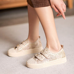 Women Fashion Breathable Velcro Flat Casual Shoes Newgew Shoes