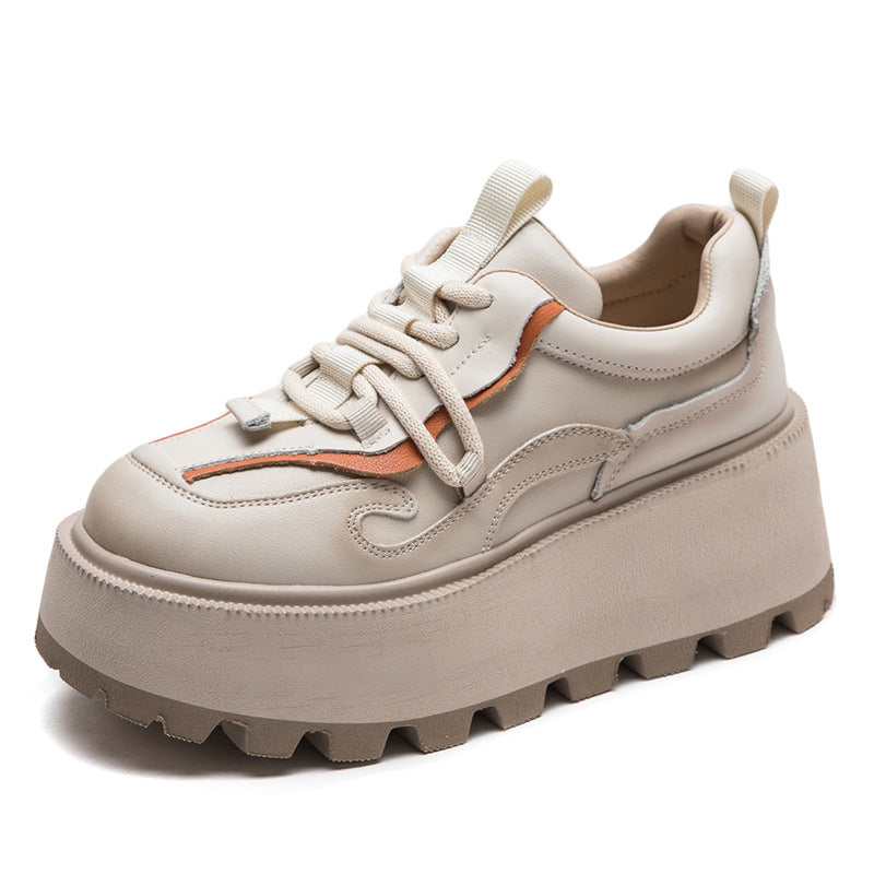 Women Retro Leather Platform Casual Shoes Newgew Shoes