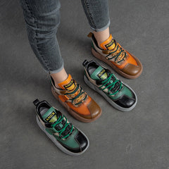 Women Fashion Patchwork Leather Casual Shoes Newgew Shoes
