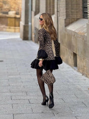 Leopard Print Bell Sleeve Dress Newgew Dresses
