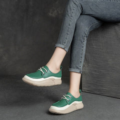 Women Retro Minimalist Leather Thick Soled Casual Shoes Newgew Shoes