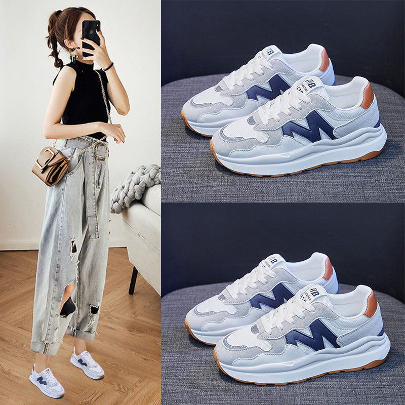 Women's Korean Style Clunky Spring Breathable Platform Height Sneakers Newgew