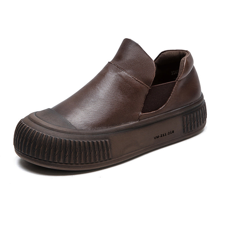 Women Retro Minimalist Leather Flat Casual Shoes Newgew Shoes