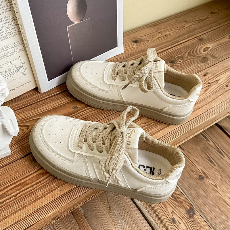 Women's White Thick-soled Fashionable Versatile Niche Comfortable Canvas Shoes Newgew