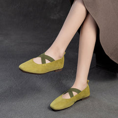 Women Retro Minimalism Leather Soft Flats Newgew Shoes