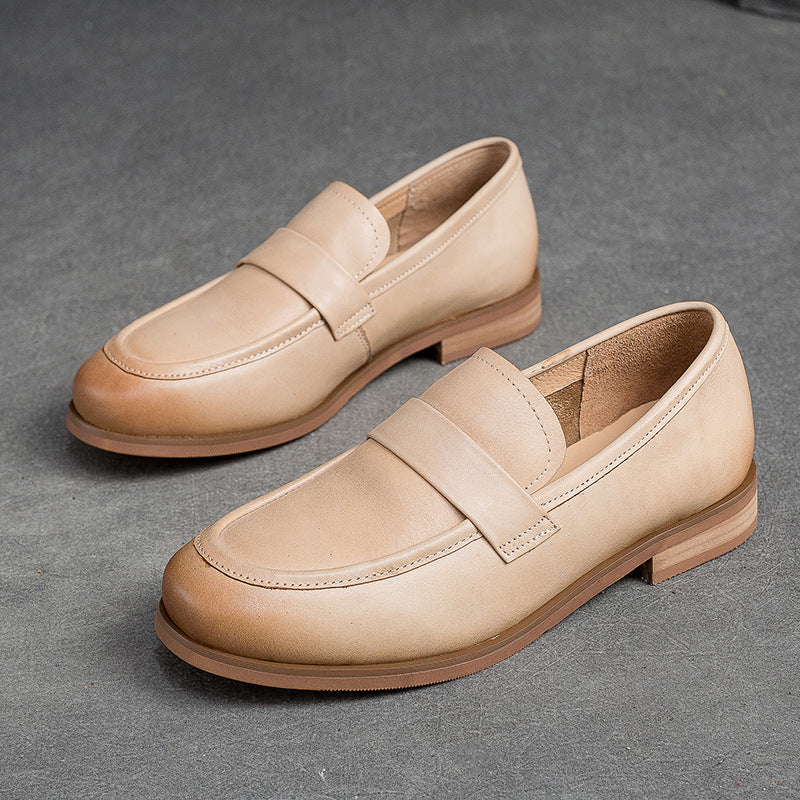 Women Classic Leather Solid Casual Loafers Newgew Shoes