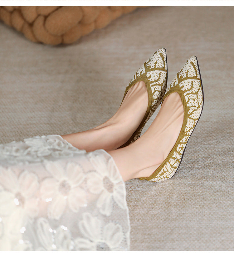 Pointed Knitted Egg Roll Flat Flying Woven Shoes NewGew