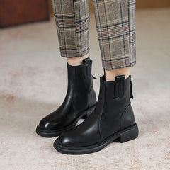 Women Retro Solid Leather Boots Newgew Shoes