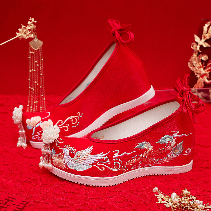 Women's Winter Fleece-lined Pearl Tassel Warped Head Canvas Shoes Newgew