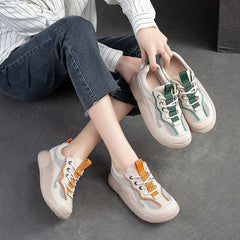 Women Fashion Breathable Mesh Leather Casual Shoes Newgew Shoes