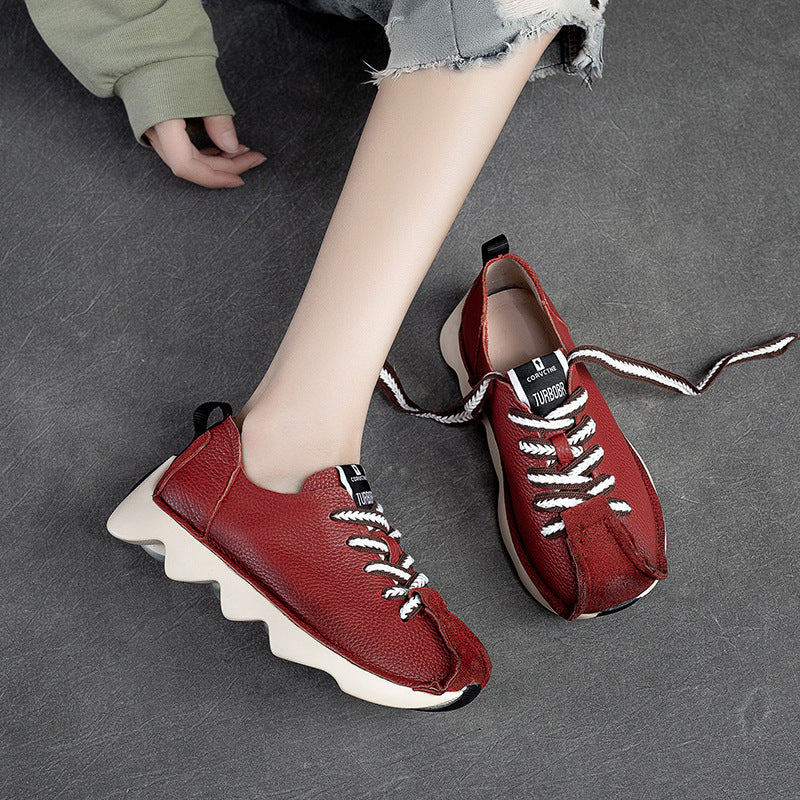 Women Retro Casual leather Lug Sole Sneakers Newgew Shoes