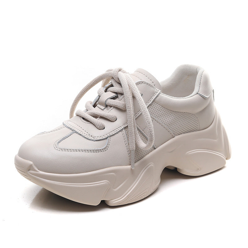 Women Minimalism Leather Casual Platform Dad Shoes Newgew Shoes