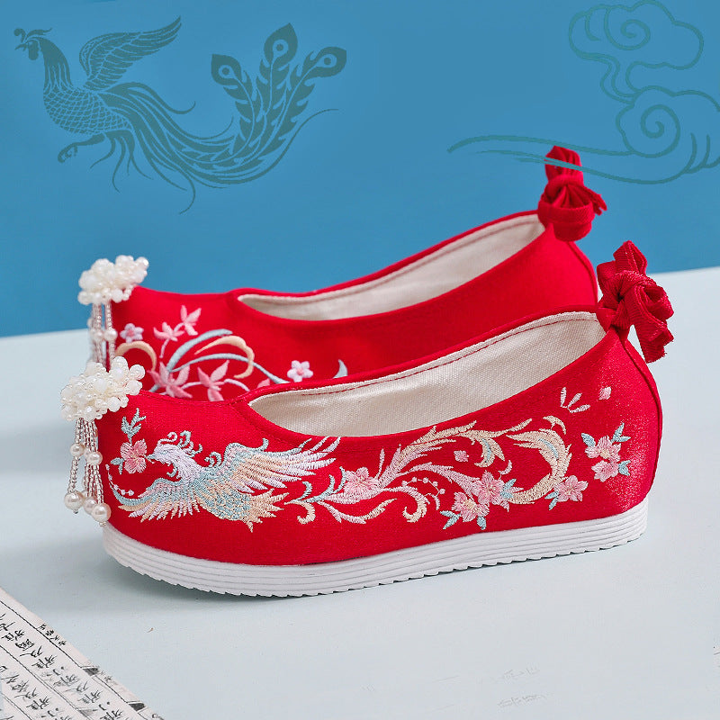 For Han Chinese Clothing Pearl Jacquard Antique Canvas Shoes Newgew