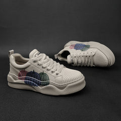 Men Fashion Print Leather Flat Casual Shoes Newgew Shoes