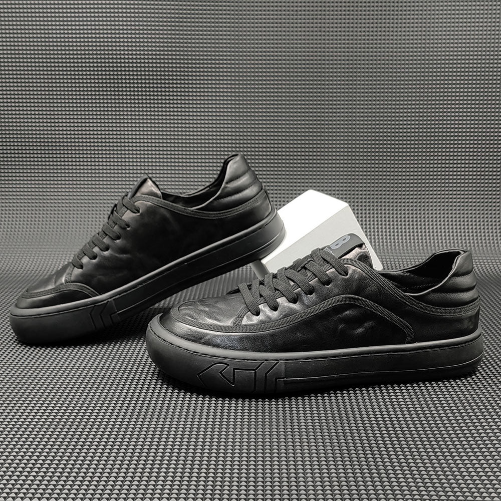 Men Solid Minimalist Leather Flat Casual Shoes Newgew Shoes