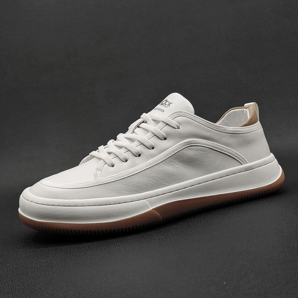 Men Leather Casual Fashion Solid Flat Sneakers Newgew Shoes