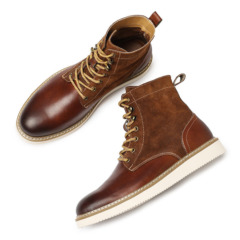 Men Retro Casual Leather Handmade Boots Newgew Shoes