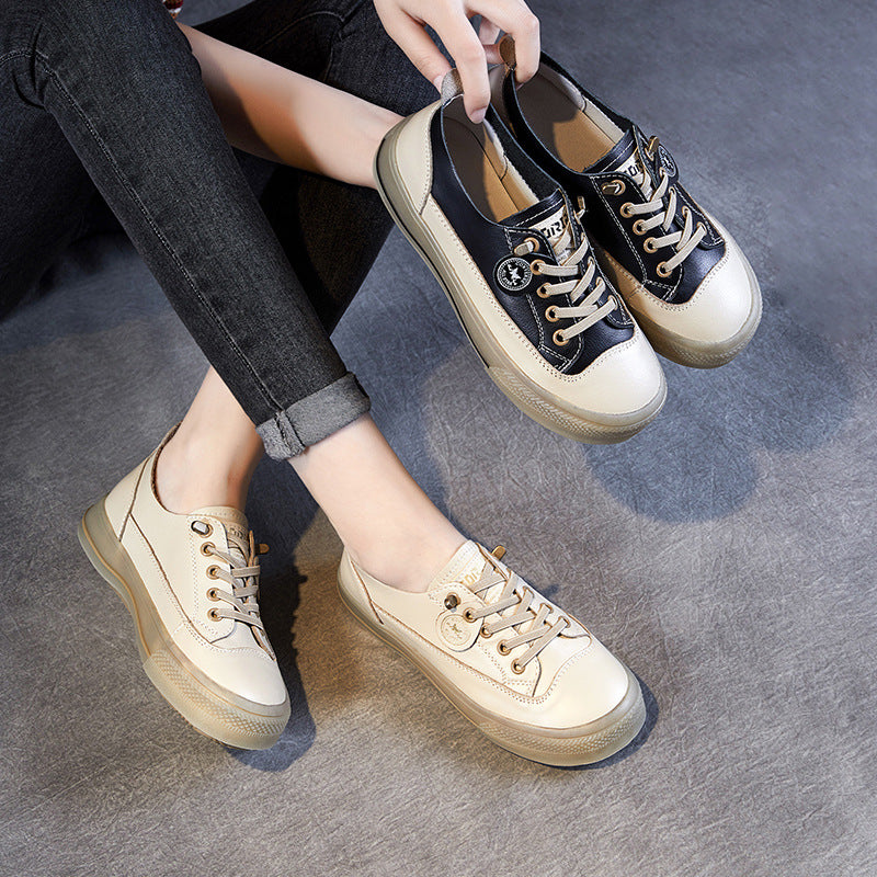 Women Fashion Minimalist Leather Flat Casual Shoes Newgew Shoes