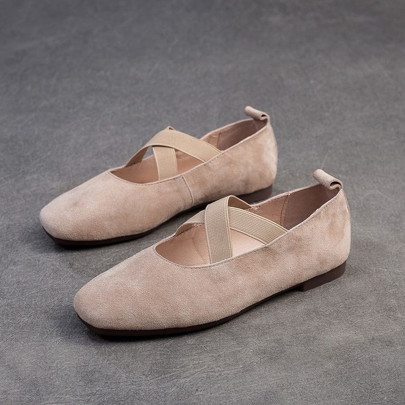 Women Retro Minimalism Leather Soft Flats Newgew Shoes