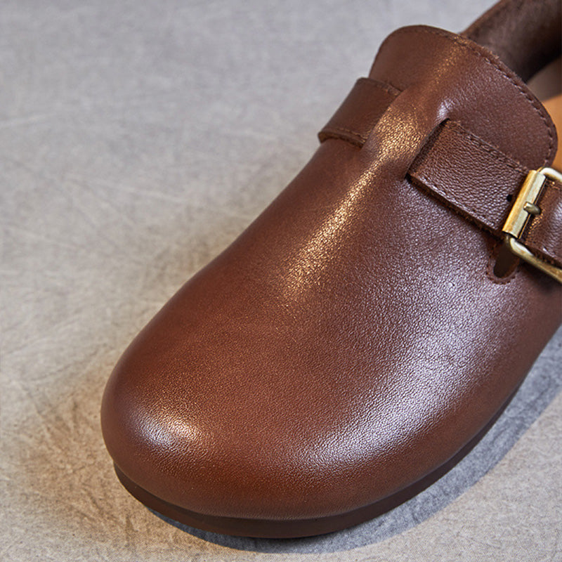 Women Retro Minimalist Soft Leather Casual Shoes Newgew Shoes