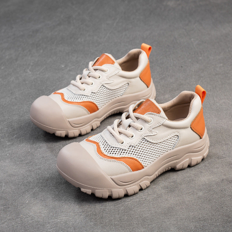 Women Fashion Breathable Mesh Leather Casual Shoes Newgew Shoes