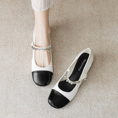 Women Minimalist Casual Low Chunky Heel Mary Jane Shoes Newgew Shoes