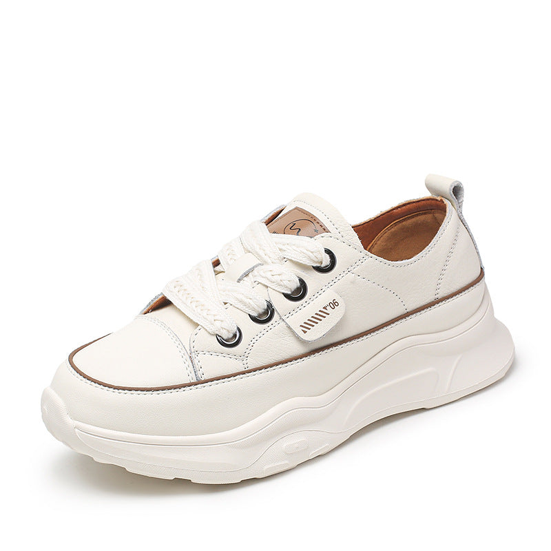 Women Fashion Leather Thick Soled Casual Shoes Newgew Shoes